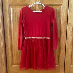 Cat & Jack Red Formal Kids Dress with Glitter Belt